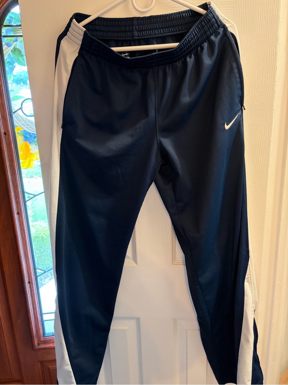 Nike Navy and White Athletic Track Pants